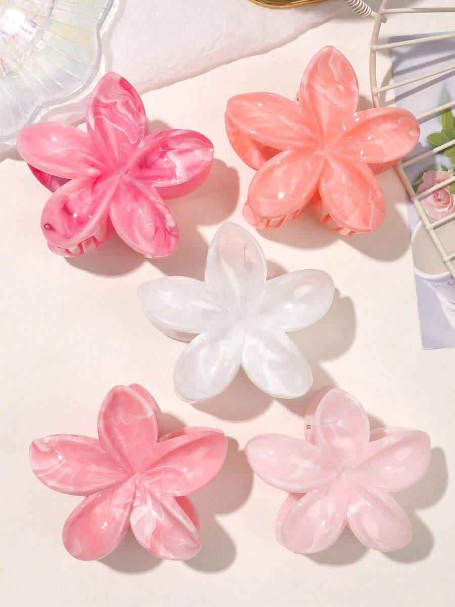4pcs/Set Oversized Floral Hair Clips, Fashionable Hair Accessories For Spring/Summer, Ideal For Picnics, Beach Trips, And Photo Shoots, Exquisite Design - Multicolor - View 1