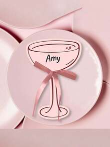 A Set Of 10 Pink Cocktail-Themed Place Cards, Including 5 With Bows - 3 Different Card Designs, Suitable For Use As Tablecloth Place Cards, Business Cards, Table Numbers, Wedding Seating Charts, Etc. - View 4