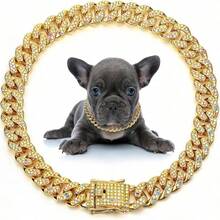 Classic Cuban Chain Pet Necklace, Fashionable Luxury Pet Collar, Made Of Zinc Alloy, Shiny Hip-Hop Design, Adjustable Comfortable Fit, Suitable For Small And Large Pets - Multicolor - View 2