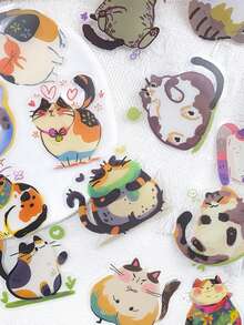 50张卡通可爱猫咪宠物贴纸，适用于手机、笔记本电脑、滑板、吉他、行李箱等，美观透明，是馈赠佳品。 - A - 查看 7