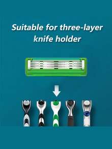 Traditional Men's Manual Shaver Set, 3-Layer Shaver Blades Compatible With MACH 3, Multi-Layer Blade Shaver, Handheld Manual Shaver - Safety Razor - View 4