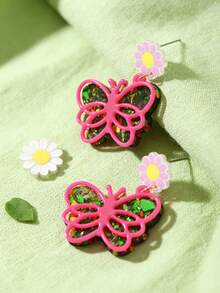 一对时尚女士耳环，饰有闪亮亮片，适合日常佩戴、度假，是母亲节、毕业典礼、情人节、生日的理想礼物。 - 彩色 - 查看 1