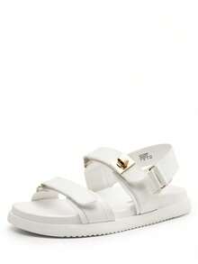 Flat Sandals For Women Comfortable Open Toe Summer Sandals Adjustable Fashion Cute Casual Sandals Shoes - 白色 - 查看 9