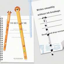 22pcs Erasable Pen Set, 10pcs Animal Erasable Pens, 12pcs Refills, Easy To Erase, Leak-Proof, Suitable For School, Exams, Gifts, School Supplies | Warm Gel Pens | Plastic Gel Pens, Perfect Back To School Gift - 10 Pens + 12 Colored Pen Refills - View 9