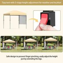 Gazebo Plegable Portátil con Bolsa de Transporte, Toldo para Exteriores Fácil de Montar, Alta Resistencia al Agua y Protección UV, para Patio, Jardín y Patio Trasero - beige - Ver 8