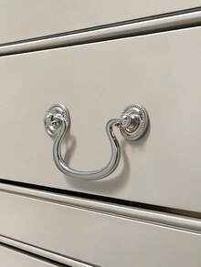 欧式黄铜把手，钛银色橱柜门抽屉把手，法式把手，弧形双孔餐边柜双孔把手 - pvd鎳 - 查看 3