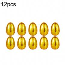 6pcs/12pcs Golden Colorful Plastic Easter Eggs Fillable Easter Eggs With Bunny & Hop Design For Easter Egg Hunt Party Supplies - Multicolor - View 10