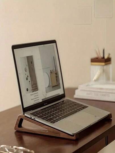Giá đỡ laptop bằng gỗ gấp gọn di động - Góc điều chỉnh tiện dụng (12°), có lỗ thông gió, khay gỗ hình tam giác phù hợp cho máy tính bảng và laptop mini, thiết kế nhỏ gọn, bề mặt tự nhiên.