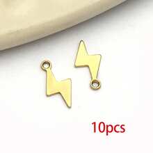 10个不锈钢金色吊坠，心形、月亮、星星、四叶草金属吊坠，适用于DIY项链、手链、耳环等工艺品制作。 - 金色 - 查看 15