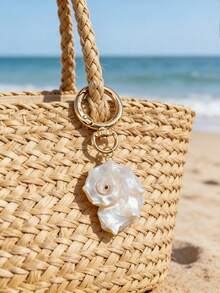 Asymmetric Natural Seashell Keychain, Exquisite Ocean Style Shell Bag Charm, Bag Accessory, Beach, Summer, Fashionable Exaggerated Women's Natural Jewelry Accessory, Bag Decoration, Car Hanging Decor, Handmade Creative DIY Necklace Earring Wind Chime Pendant Accessory, Unisex - Multicolor - View 7