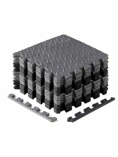 4片/9片/16片/36片装健身器材泡沫垫 - 非防水EVA泡沫材质，适用于健身房和家庭锻炼，耐用的彩色拼接地垫，多种颜色可选（黑色/灰色/粉色/紫色/蓝色），降低噪音，确保训练安全，健身配件，家用健身器材，运动装备，泡沫垫