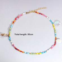 1条波西米亚风心形仿珍珠脚链，女士时尚贝壳串珠脚链，沙滩度假脚链 - 彩色 - 查看 11