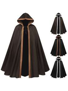 Men Cosplay Clothing - 2471 Color-blocked Cape, Black and Brown - View 2