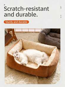 Ultra Soft Plush Cat Bed - Warm Pet Nest With Anti-Slip Base, Luxury Mattress For Cats & Small Dogs, Essential Pet Supplies - Multicolor - View 1