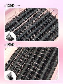 Asiteo 520Pcs D Curl Individual Lashes,60D/100D/120D/150D Mixed,Fluffy&Thick Fake Lashes, 3D Faux Mink Lashes,DIY Large Capacity Individual Eyelashes Book With Brushes And Tweezers Makeup Tool,&Daily&Dating&Party&Music Festival,Reusable,DIY Lashes Kit - D - View 4