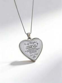 Suteyi 1件装“致我的女儿”刻字心形吊坠项链，来自祖母/母亲/女儿，送给女性/女孩的励志礼物，生日/婚礼/情人节 - 銀色 - 查看 9