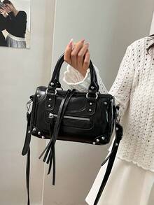 2026 Spring New Women's Casual Pillow Shoulder Bag, Unique Personalized Minimalist Chic Crossbody Bag - Black - View 9
