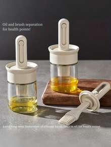 硅胶油刷，厨房油刷，二合一油瓶带硅胶油刷，非常适合用于烹饪醋、酱汁、烧烤和煎炸 - 彩色 - 查看 2