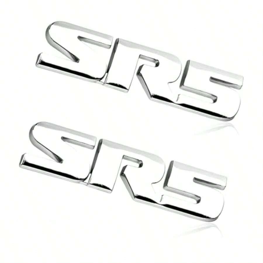 2PCS 3D SR5 Metal Emblem Car Fender Side Rear Tailgate Letters Emblem SR5 Nameplate Logo Decal Self-Adhesive Metal Badge Sticker Classic Exterior Decor For Most Vehicles Silver - Bạc SR5 - Xem 1