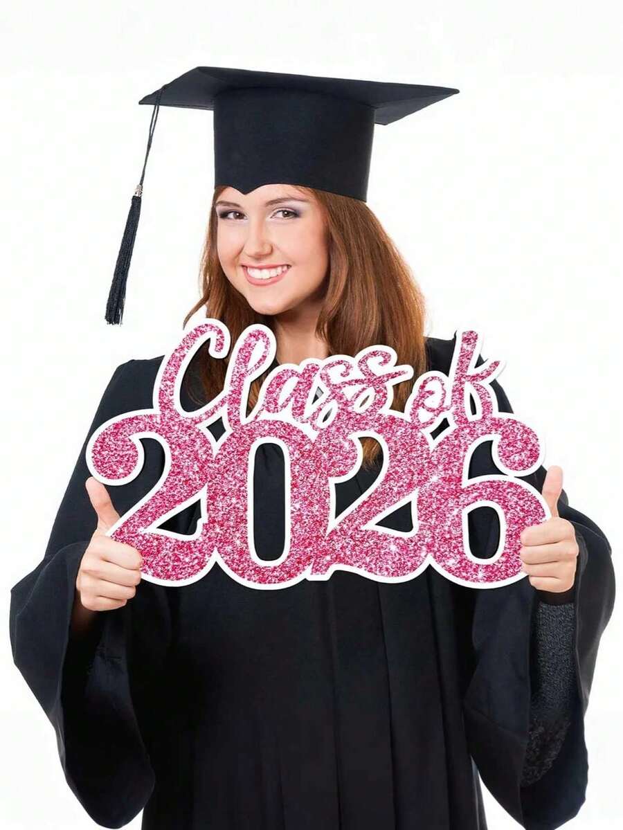 Dekorasi Wisuda Kayu 2026 - Merah, Properti Foto Booth Wisuda 2026 dan Dekorasi Pesta, Tanda Hadiah Wisuda 2026, Dekorasi Pesta Wisuda (Merah Muda)