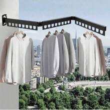 1 Piece Of Stainless Steel Foldable Clothes Hanger, Portable Wardrobe, Drying Rack, Multifunctional Indoor/Outdoor Multi-Hole Hanging Clothes Rack, Invisible Foldable Balcony Clothes Rack, Portable Wall-Mounted Household Kitchen Storage And Organization Hanging Rack, Portable Wardrobe. - Multicolor - View 1