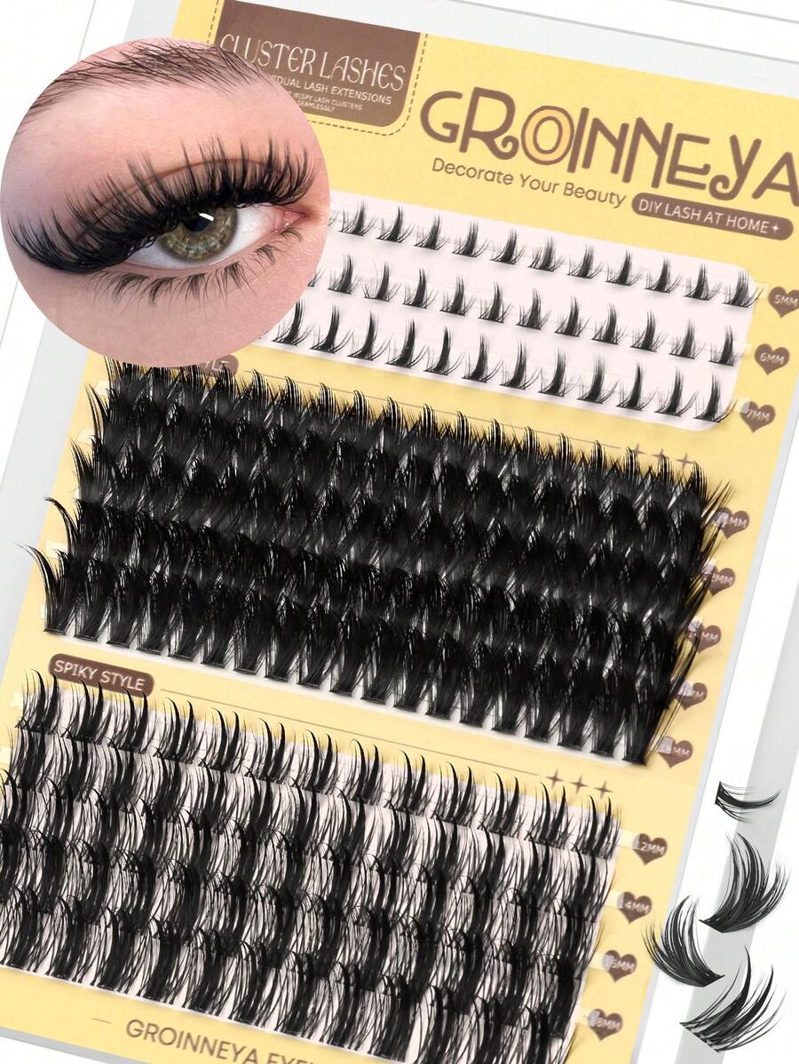 205 Pcs Lash Extensions Kit Include Bottom Lashes Spikes Lashes Individuals 3D Volume Eyelash Clusters D-Curly Clusters Lash Large Capacity Eyelashes Book 5-18 MM DIY Eyelash Extensions Lash Clusters Individual Lash Clusters Segmented False Eyelashes - C - View 1