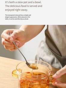 1 件装迷你硼硅玻璃双耳量杯蒸锅，家用蛋汤碗，双耳婴儿辅食蒸锅 - 查看 9