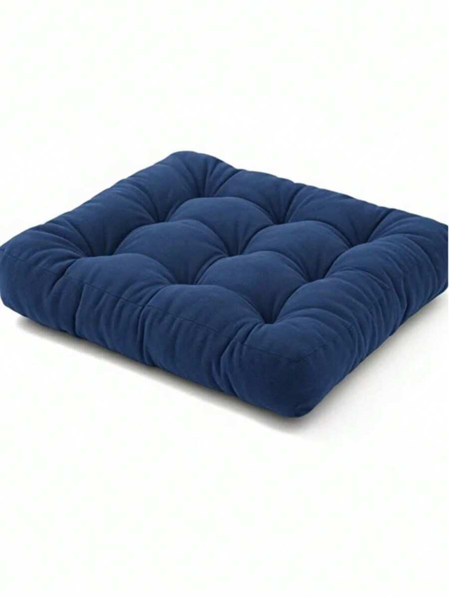 Single Chair Cushion With Ties 55x55 Cm – Soft Seat Pad With Foam Filling - Royal Blue - View 1