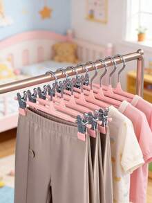 10 Adjustable Clothes Hangers With Clips, Non-Slip Space-Saving Metal Hangers For Pants, Skirts, And All Garments - Keeps Clothes Tidy And Organized - Multicolor - View 11