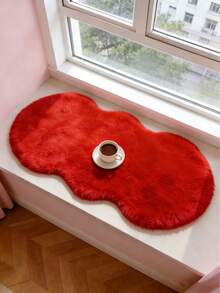 1pc Red Triple Circle Decorative Carpet, Plush Bedroom Decor For Valentine's Day, Small Rug, Carpet, Love Home Decor, Living Room Carpet, Small Living Room Rug, Bedroom Carpet, Living Room Home Decor, Outdoor Rug, Washable Carpet - Red - View 4