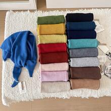 1pc Solid Color Knitted Triangular Scarf, Women Headscarf Shawl Wrap, Warm Autumn/Winter Accessory - Multicolor - View 3
