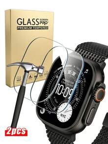 2Pcs 49mm Screen Protector For Apple Watch Ultra 3/Ultra 2, Premium HD 9H Tempered Glass, Anti-Fingerprint & Anti-Scratch - Clear - View 2