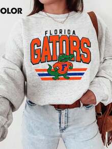 Vintage Florida College Style Sweatshirt, Retro 90s Campus Crewneck, Sporty Unisex Pullover-2 (2) - Xám - Xem 1