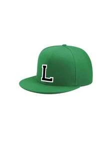 1 件装 时尚儿童嘻哈帽 学生 A-Z 字母可调节后扣帽 户外休闲遮阳帽 骨白色 8-16岁 - 綠色 - 查看 8