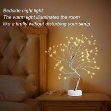 1 pieza Lámpara de árbol de alambre de cobre con LED - Alimentada por USB y batería, iluminación blanca cálida, decoración de escritorio elegante, adecuada para dormitorio, fiesta y días festivos (Pascua, Halloween, Navidad) - Estilo de escritorio, incluye cable USB (baterías no incluidas) - luz blanca cálida - Ver 9