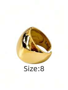 1枚简约优雅法式时尚316不锈钢18K镀金真空涂层戒指，经久耐用，防水防过敏，适合日常休闲、旅行和度假佩戴。 - 圓光面女士開口戒指 - 查看 15