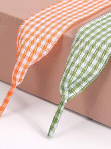 1 par/2 unidades de cadarços de 120 cm de comprimento, estilo britânico, xadrez moderno e colorido, adequados para sapatos Oxford, tênis de corrida, tênis de lona e tênis casuais. - Multicolorido - Ver 4