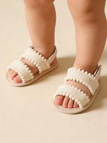 Newborn/Infant Girls' Soft Bottom Retro Sandals, Infant First Walking Shoes, Kindergarten Footwear - Beige - View 3