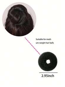 1 Set Black Donut Bun Hairstyle Tools, Donut Bun Maker, Bun Hairstyle Maker, Donut Bun Shaper - Black - View 4
