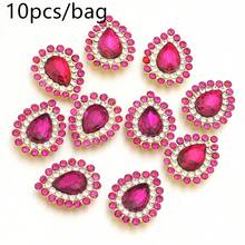 10pcs/Pack Iron-Based Acrylic Hand-Sewn Rhinestones, Shiny Water Drop Shaped Rhinestones 7X10mm For Crown Jewelry DIY, Flat Bottom - Water Droplet Rhinestone - View 16