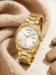 Guess Women's Quartz Watch, Quartz Movement, Stainless Steel Strap, Stainless Steel Case, Suitable For Daily Wear, Gatherings And Other Occasions GW0308L2 GW0308L5 - White + Gold Strap - View 1
