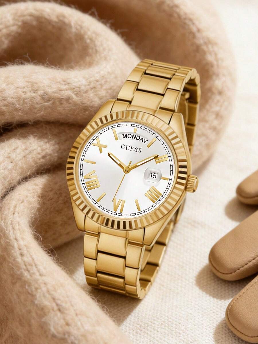 Guess Women's Quartz Watch, Quartz Movement, Stainless Steel Strap, Stainless Steel Case, Suitable For Daily Wear, Gatherings And Other Occasions GW0308L2 GW0308L5 - White + Gold Strap - View 1