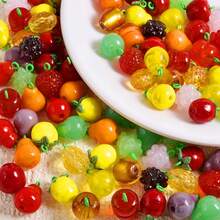 1pc/4pcs Cute & Fashionable Glass Vegetable & Fruit 3D Pendant Charms, Strawberry, Pineapple, Grape, Suitable For Necklace, Earrings, DIY Jewelry Making - Picture - View 5