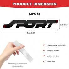 2 PCS Metal Car Sport Sticker 3D Raised Car Fender Badge Front Rear Tailgate Emblem With Sport Logo Strong Adhesive Letters Decals For Front Hood Grill Rear Trunk Black - Perfect For Vehicle Customization Outdoor Use High-Performance Aesthetic Enhancement Durable Metallic Finish Easy Installation Weather-Resistant Design For Long-Term Visibility And Style - màu đen - Xem 2