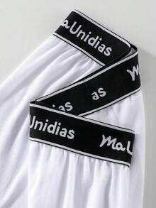 1pc Plus Size 1XL-6XL Men's Boxer Briefs With Front Opening, Letter Waistband Design, Mid-Length Men's Underwear Shorts - White - View 4