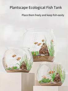1-Piece Living Room Desktop Fish Tank, New Style Imitation Glass One-Piece Molded Fish Tank, Turtle Tank, Desktop Goldfish Tank, And Harmless, Shatterproof And Unbreakable Fish Tank - View 2