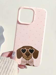 1个可爱波点小狗图案软液态硅胶防震防指纹手机壳，兼容 17/16/16Pro/16Plus/15/15ProMax/15Pro/11/12/13/14ProMax/11Pro/11ProMax/12Pro/12ProMax/13Pro/13ProMax/14Pro/14ProMax，优雅设计 - 彩色 - 查看 4