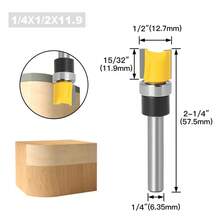 Broca enrutadora de ajuste al ras de hoja larga de vástago de 1/4 y 8mm con rodamiento para broca de patrón de plantilla de madera fresa de carburo de tungsteno T6TT - 8x9,5x63 - Ver 8
