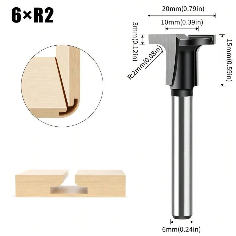 6mm 1/4" Shank, Carbon Glass Plate, Bending Router Bit, Half Round Flat Grooving Angle Cutter, Woodworking Tools, 1. 2J2U - 6XR2 - View 1
