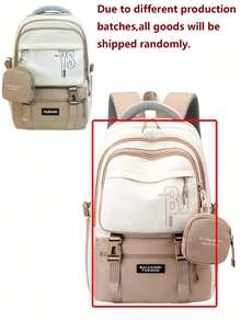 Multi-Compartment Letter Print Nylon Backpack, Fits 15.6" Laptop, Multi-Pocket Lightweight Bookbag, Multifunctional Daypack, Large Capacity Travel Bag, Convenient Commuter Bag, Suitable For Students, Middle/High Schoolers, Nurses, Teachers, Business Professionals, Travel, Commute, Shopping, Office, Dating, Hiking, Training, Work, Birthday Gift, Holiday Gift - Multicolor - View 12